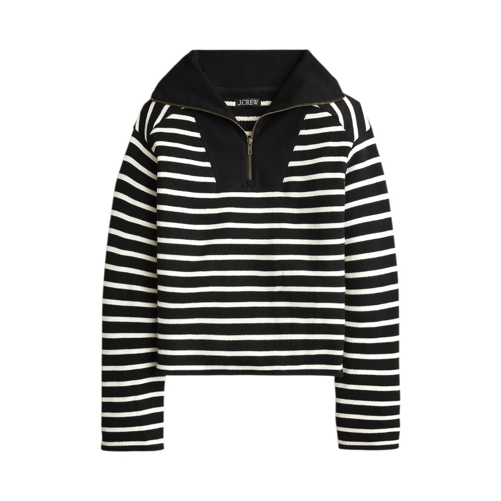 J. Crew Striped Heritage Tery Quarter Zip Old Money Preppy Sweatshirt XS